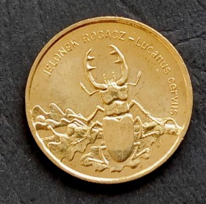 2 zł Jelonek rogacz (łac. Lucanus cervus)
