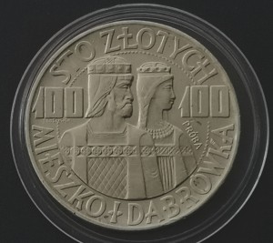100 zł Mieszko i Dąbrówka 1966 - półpostać