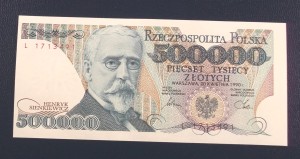 500000 zł Henryk SIENKIEWICZ 1990 UNC