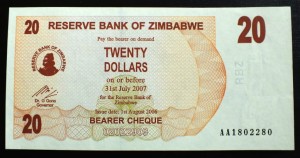 20 Dollars - Zimbabwe