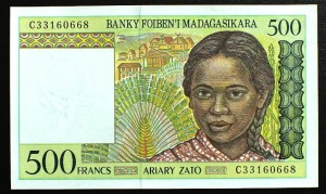 500 Franków Madagaskar 1994 r.