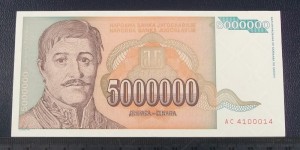 5.000.000 dinarów JUGOSŁAWIA