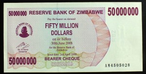 50 000 000 Dollars - Zimbabw4 2008 r.