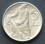Moneta 5 zł Rybak 1960 r. 