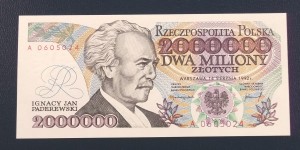 2000000 zł Ignacy Jan PADEREWSKI seria A 1992 z BŁĘDEM!! UNC